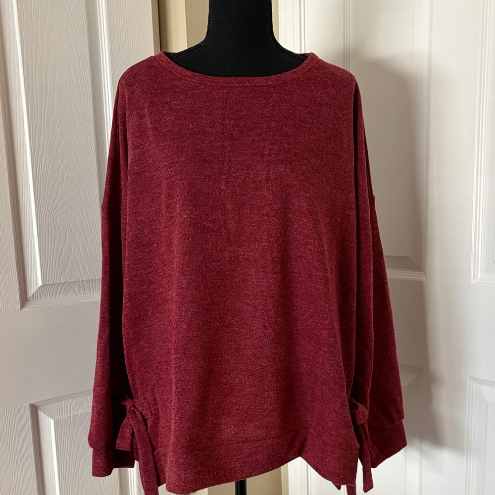 Gilli Deep Red Knit Crew Neck Top 1X NWOT